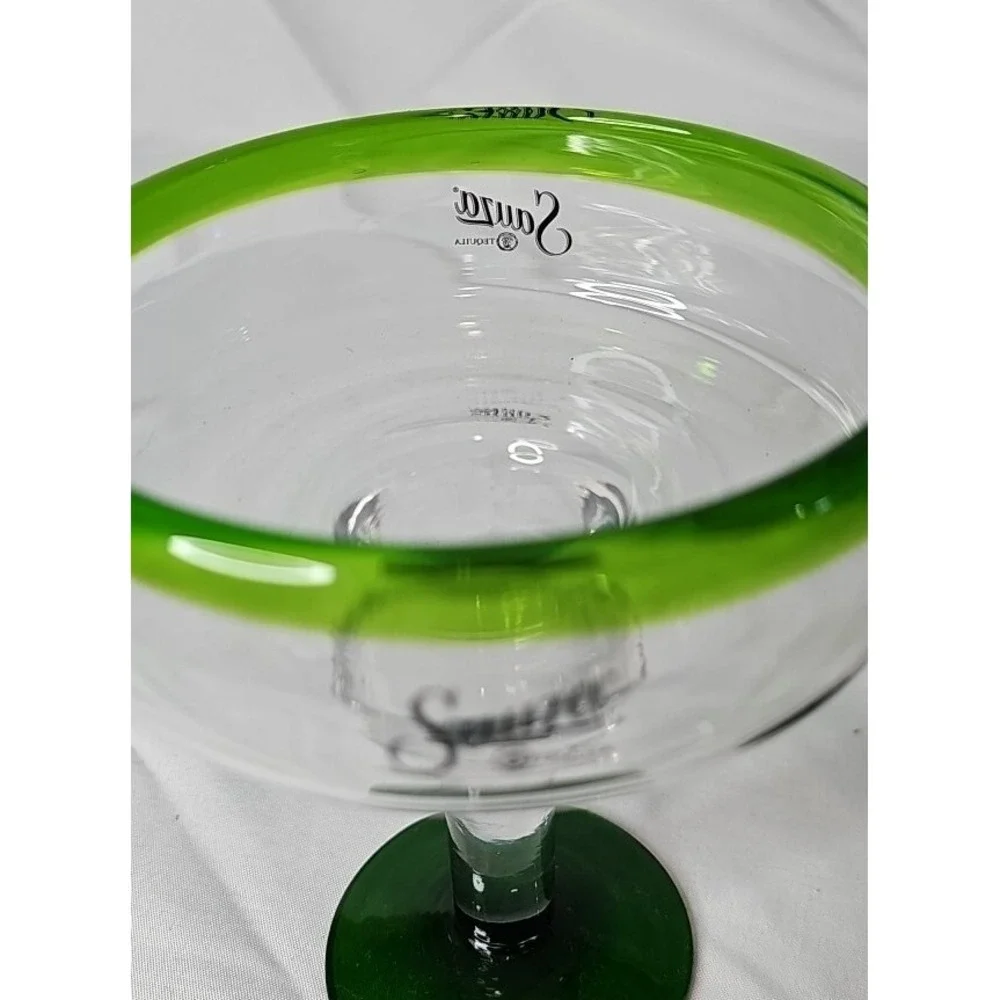 2 Festive Green Base & Rim Sauza Tequila Drink Smart‎ Margarita Glasses 16 oz